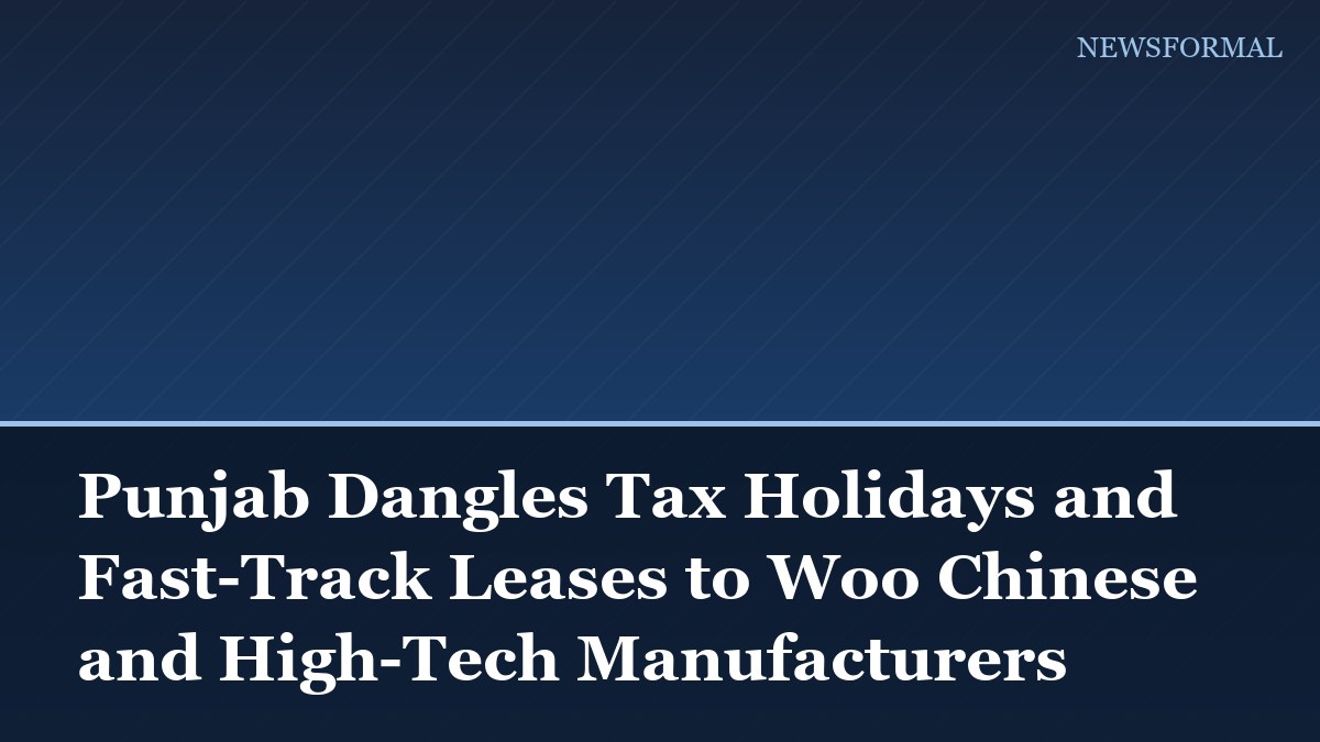 Punjab Dangles Tax Holidays and Fast-Track Leases to Woo Chinese and High-Tech Manufacturers