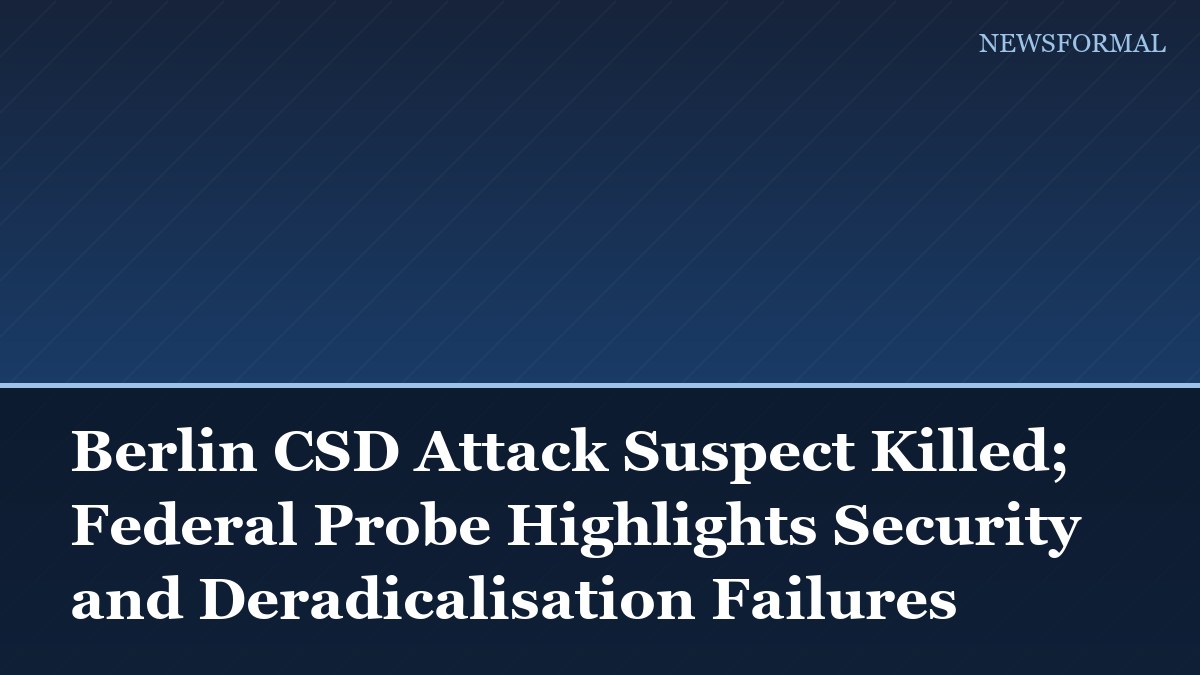Berlin CSD Attack Suspect Killed; Federal Probe Highlights Security and Deradicalisation Failures