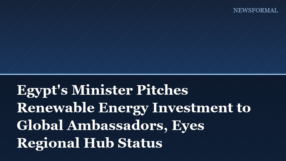 Egypt's Minister Pitches Renewable Energy Investment to Global Ambassadors, Eyes Regional Hub Status