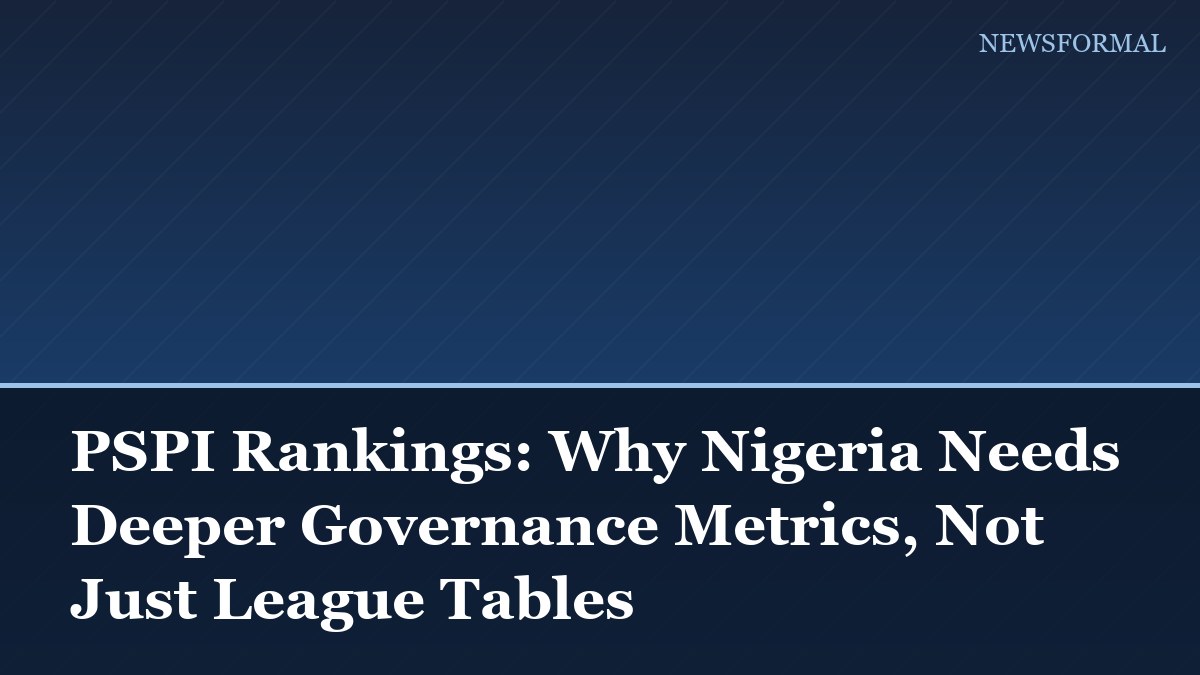 PSPI Rankings: Why Nigeria Needs Deeper Governance Metrics, Not Just League Tables