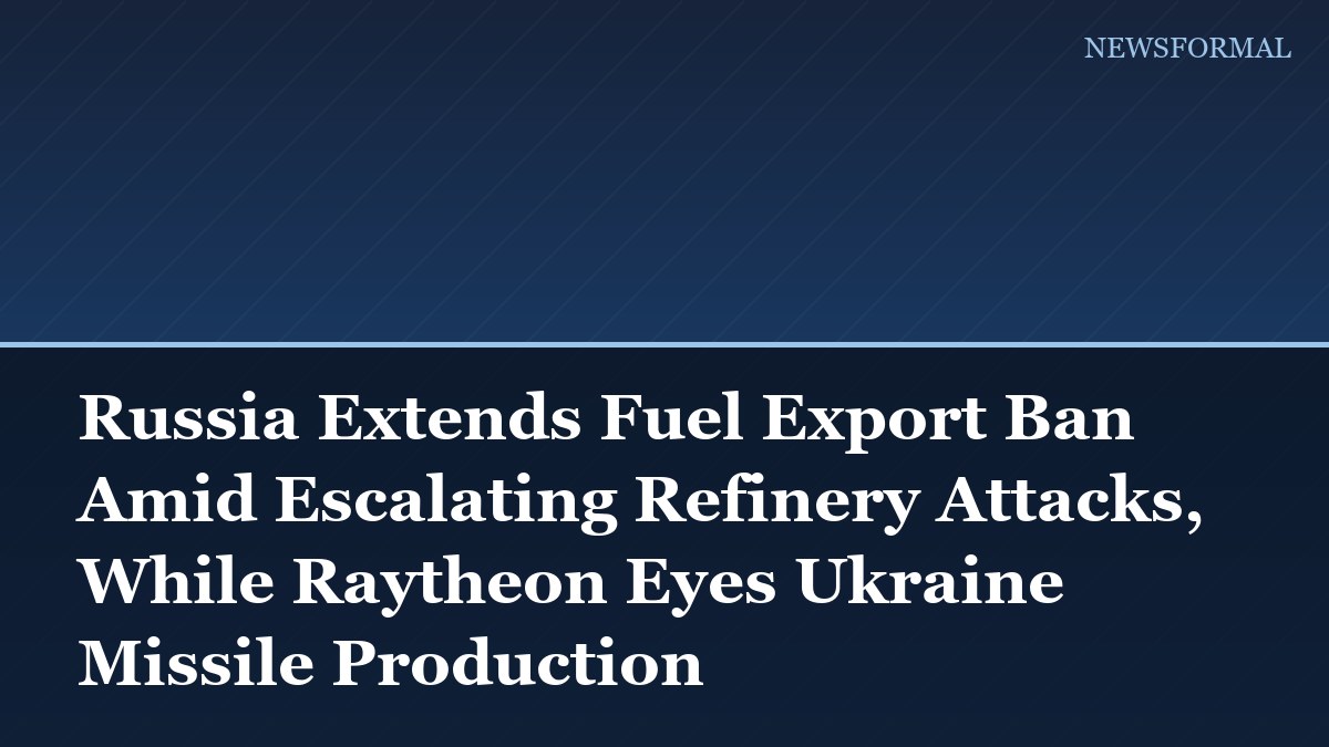 Russia Extends Fuel Export Ban Amid Escalating Refinery Attacks, While Raytheon Eyes Ukraine Missile Production