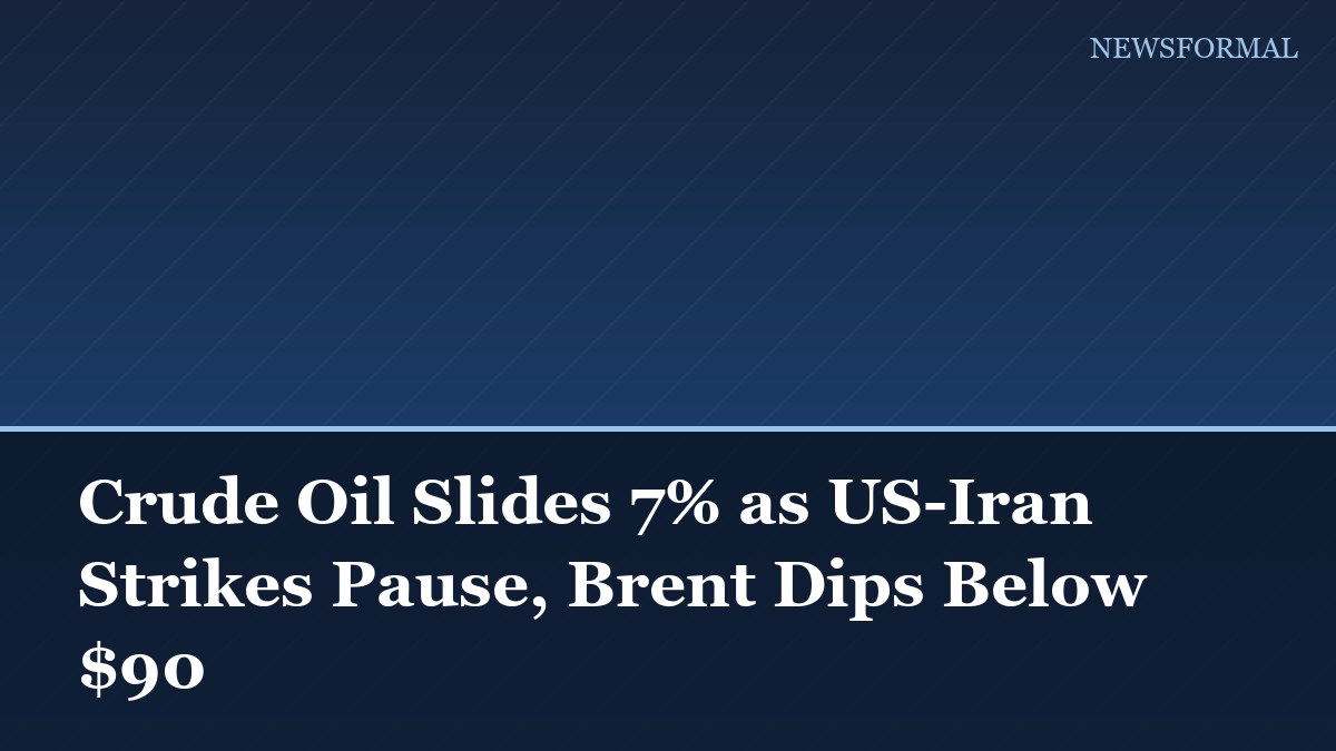 Crude Oil Slides 7% as US-Iran Strikes Pause, Brent Dips Below $90