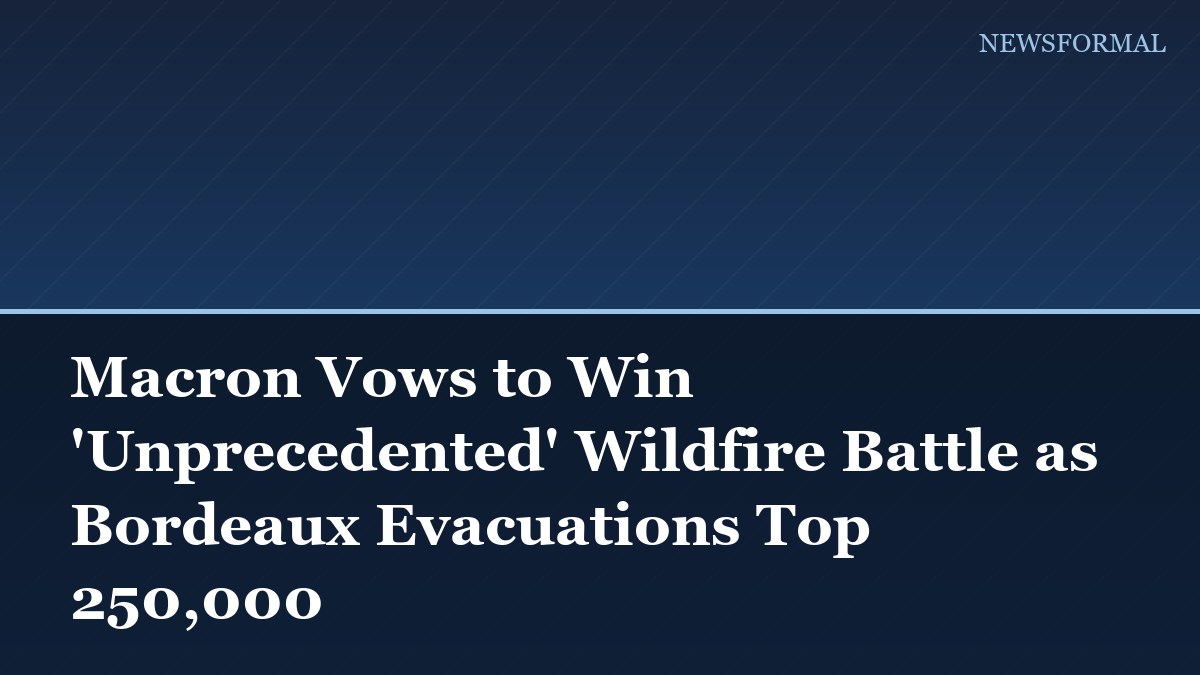 Macron Vows to Win 'Unprecedented' Wildfire Battle as Bordeaux Evacuations Top 250,000