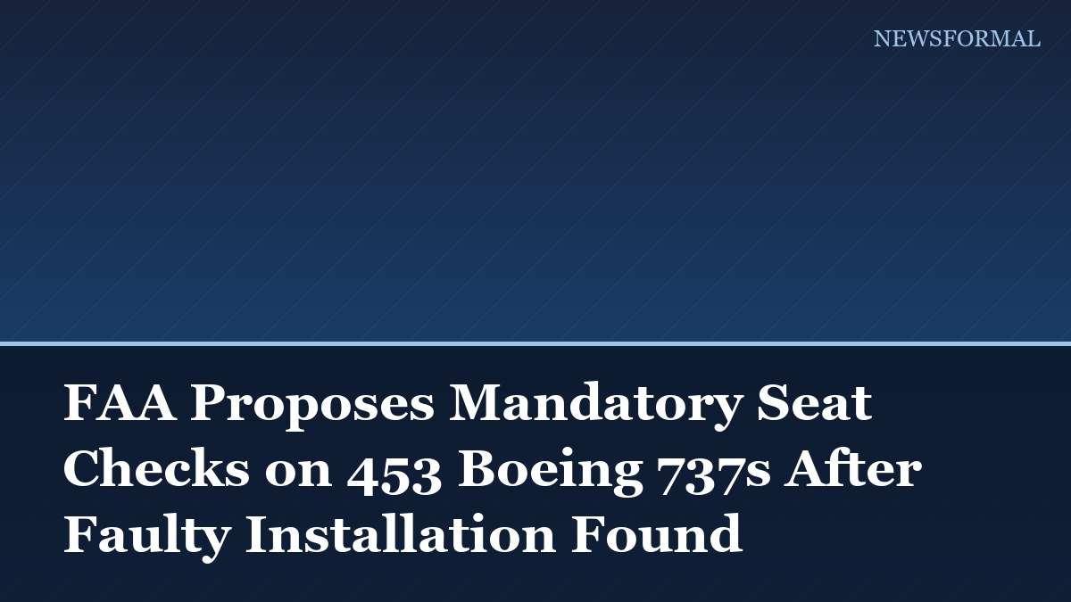 FAA Proposes Mandatory Seat Checks on 453 Boeing 737s After Faulty Installation Found