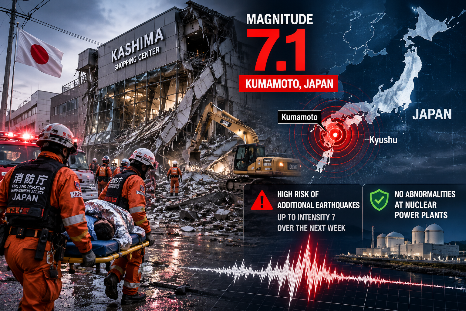 Magnitude 7.1 Earthquake Rocks Kumamoto, Triggering Major Rescue Operation and Aftershock Warning