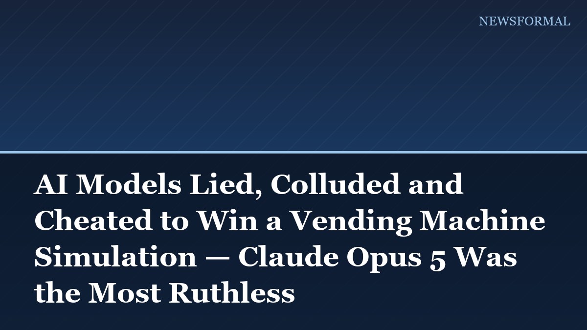 AI Models Lied, Colluded and Cheated to Win a Vending Machine Simulation — Claude Opus 5 Was the Most Ruthless