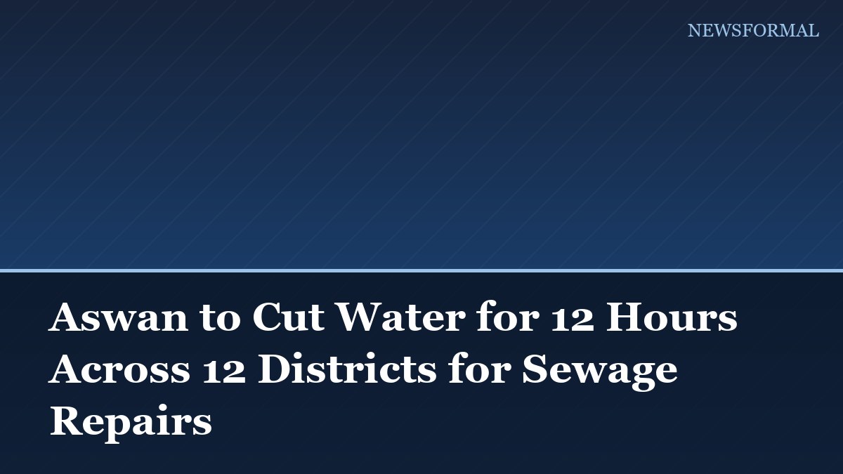 Aswan to Cut Water for 12 Hours Across 12 Districts for Sewage Repairs