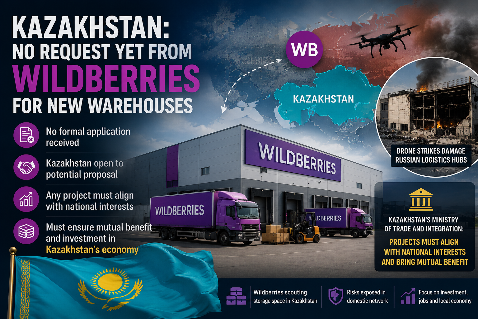 Kazakhstan Open to Wildberries Warehouses as Drone Attacks Expose Logistics Risks