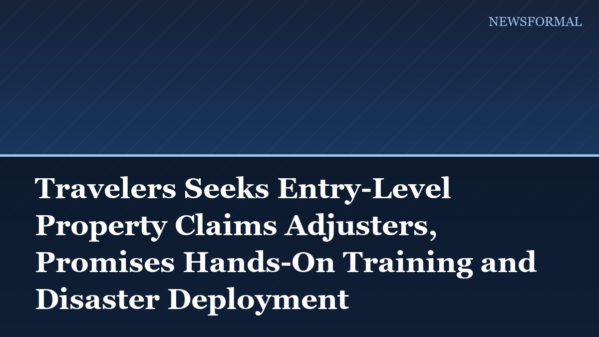 Travelers Seeks Entry-Level Property Claims Adjusters, Promises Hands-On Training and Disaster Deployment