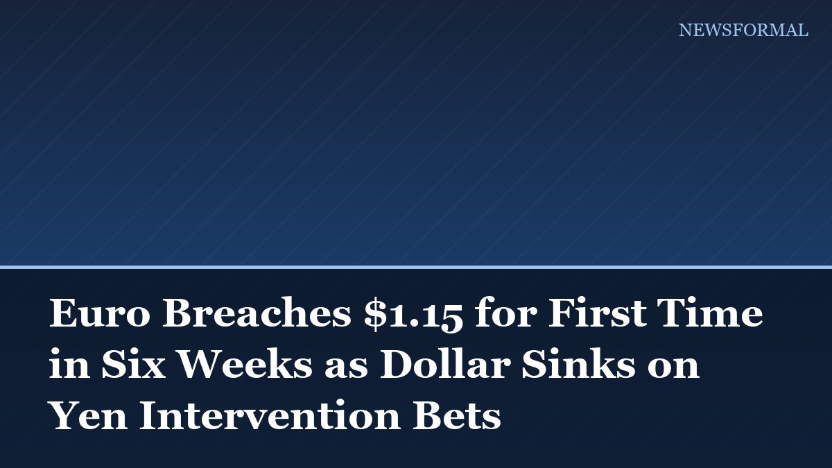 Euro Breaches $1.15 for First Time in Six Weeks as Dollar Sinks on Yen Intervention Bets
