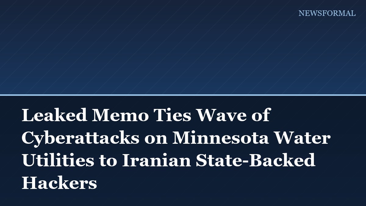Leaked Memo Ties Wave of Cyberattacks on Minnesota Water Utilities to Iranian State-Backed Hackers