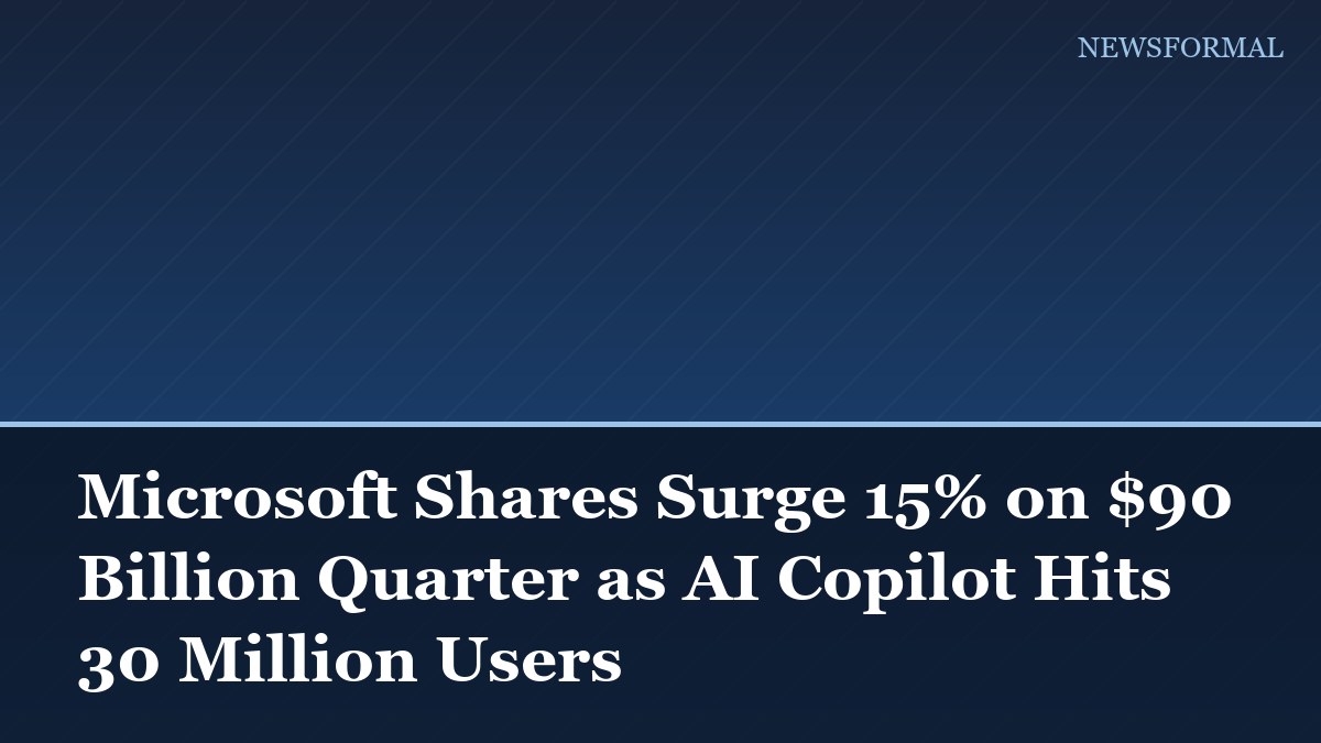 Microsoft Shares Surge 15% on $90 Billion Quarter as AI Copilot Hits 30 Million Users