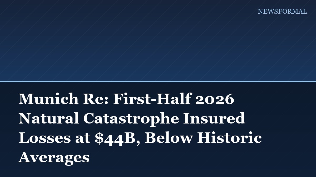 Munich Re: First-Half 2026 Natural Catastrophe Insured Losses at $44B, Below Historic Averages