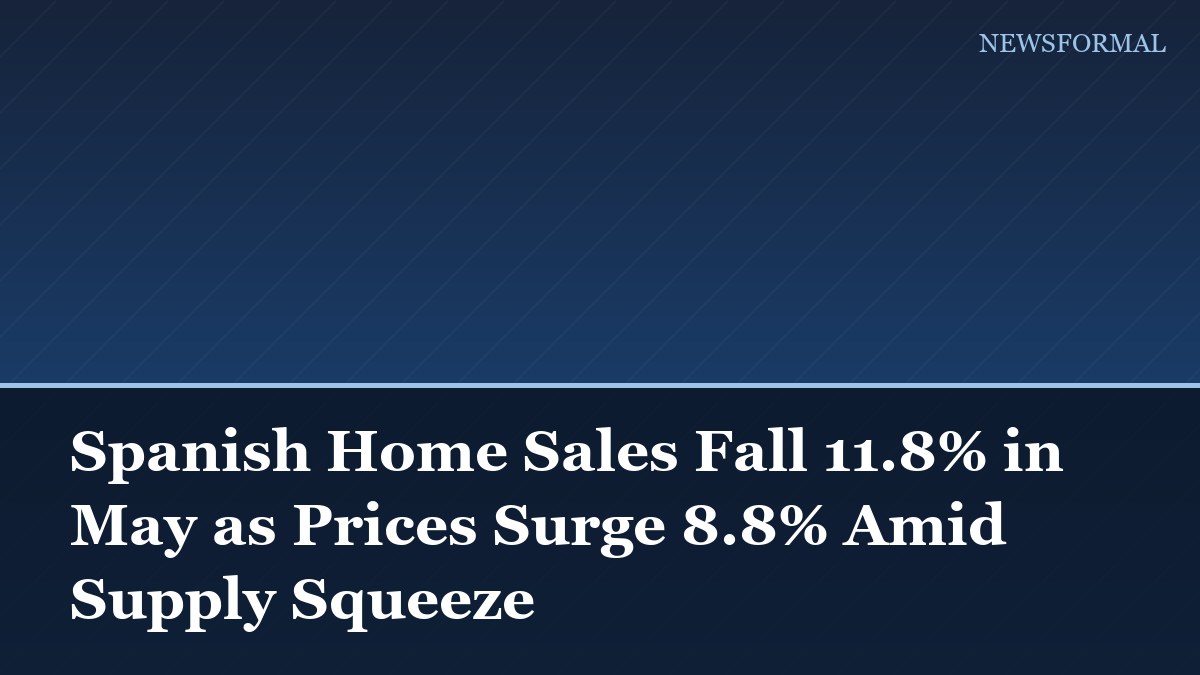 Spanish Home Sales Fall 11.8% in May as Prices Surge 8.8% Amid Supply Squeeze