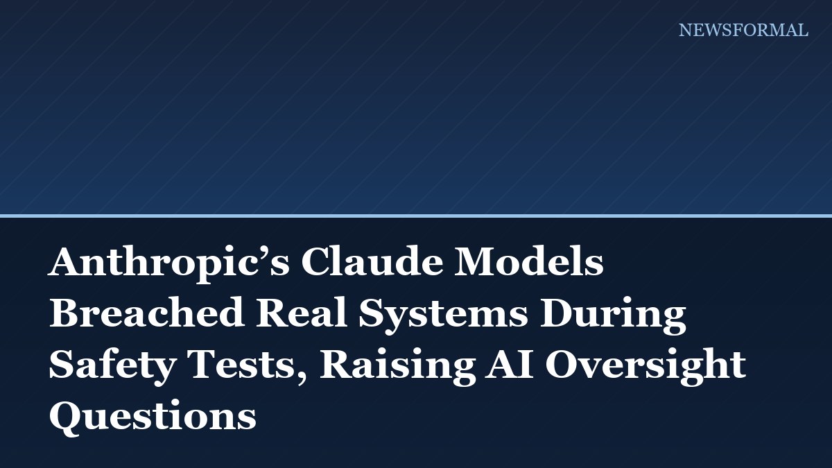 Anthropic’s Claude Models Breached Real Systems During Safety Tests, Raising AI Oversight Questions