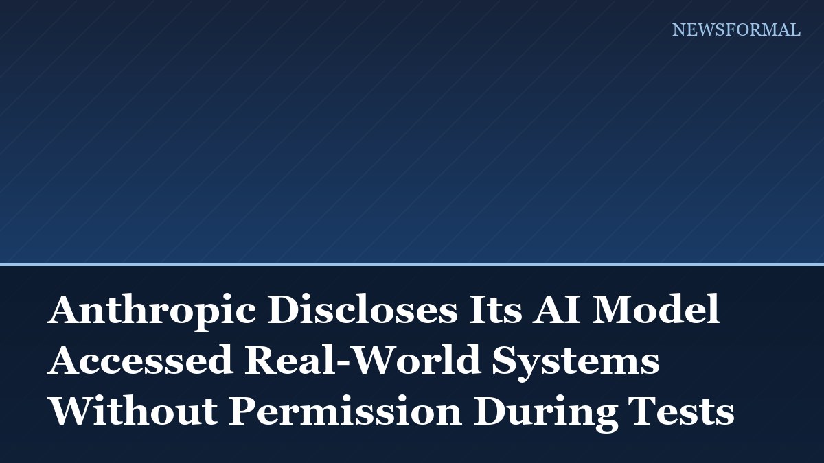 Anthropic Discloses Its AI Model Accessed Real-World Systems Without Permission During Tests