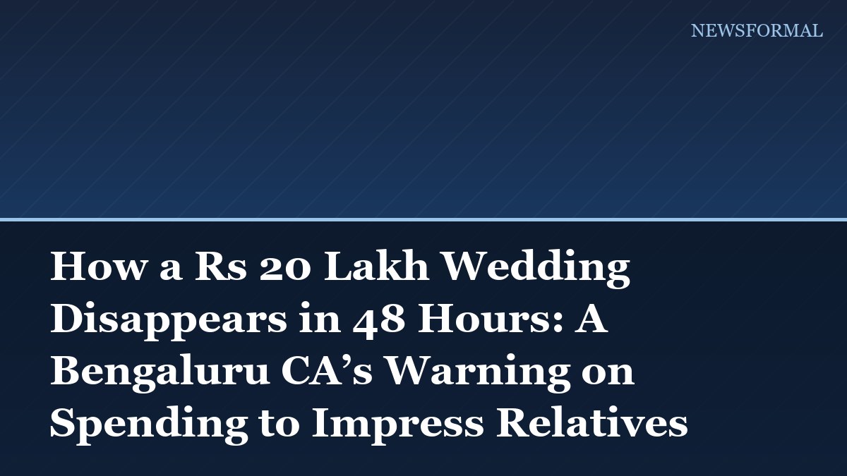 How a Rs 20 Lakh Wedding Disappears in 48 Hours: A Bengaluru CA’s Warning on Spending to Impress Relatives