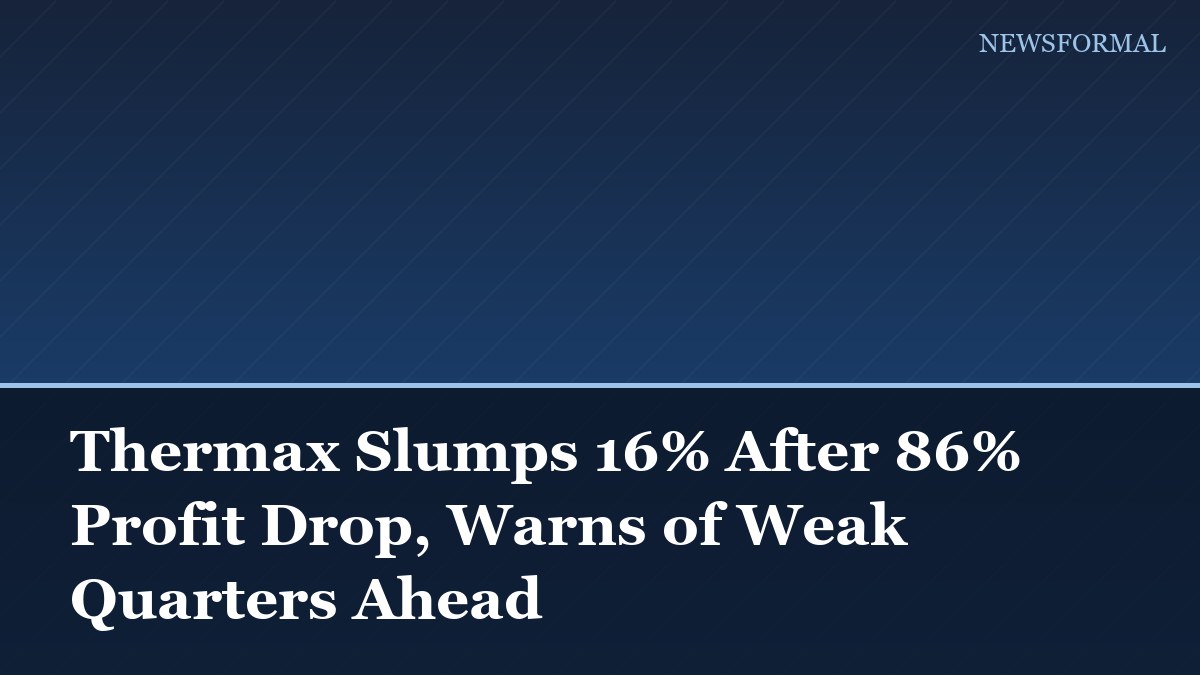Thermax Slumps 16% After 86% Profit Drop, Warns of Weak Quarters Ahead