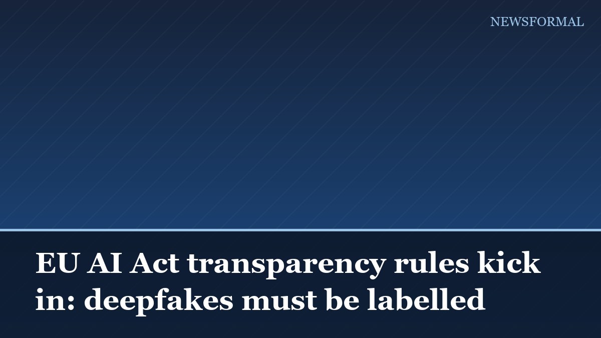 EU AI Act transparency rules kick in: deepfakes must be labelled
