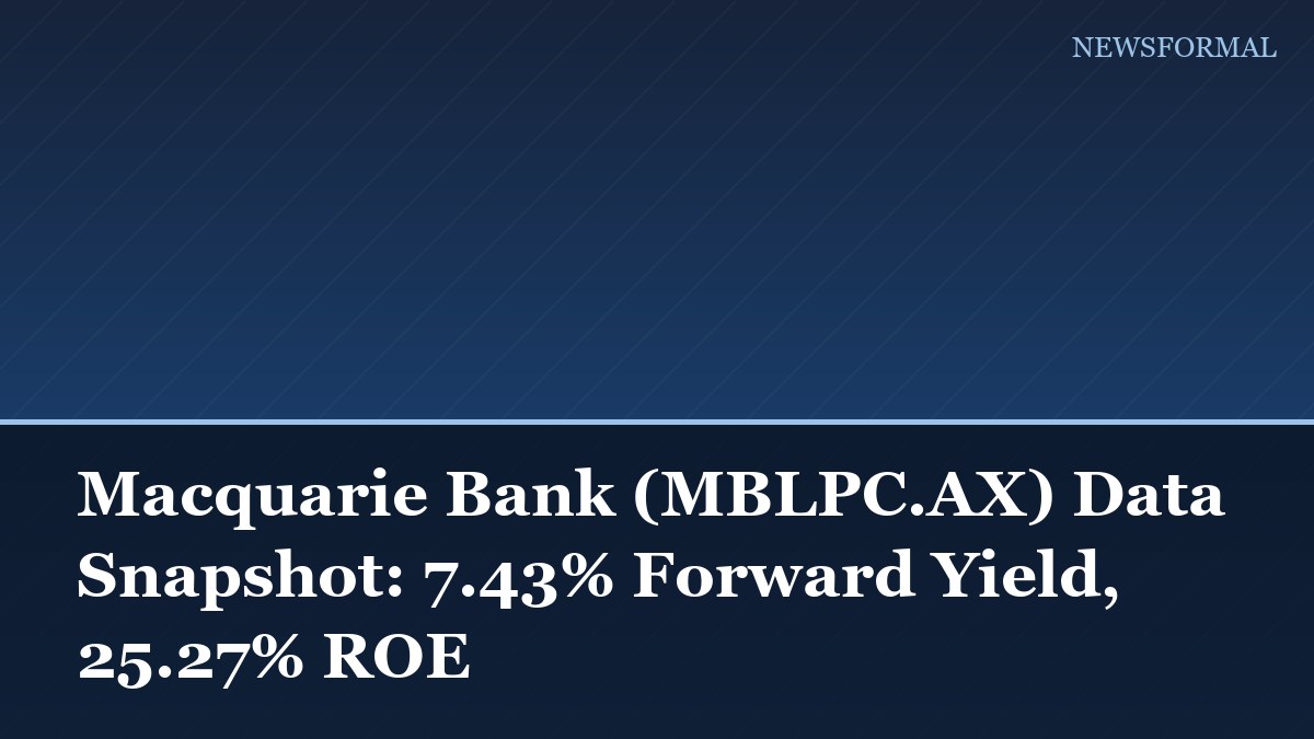 Macquarie Bank (MBLPC.AX) Data Snapshot: 7.43% Forward Yield, 25.27% ROE