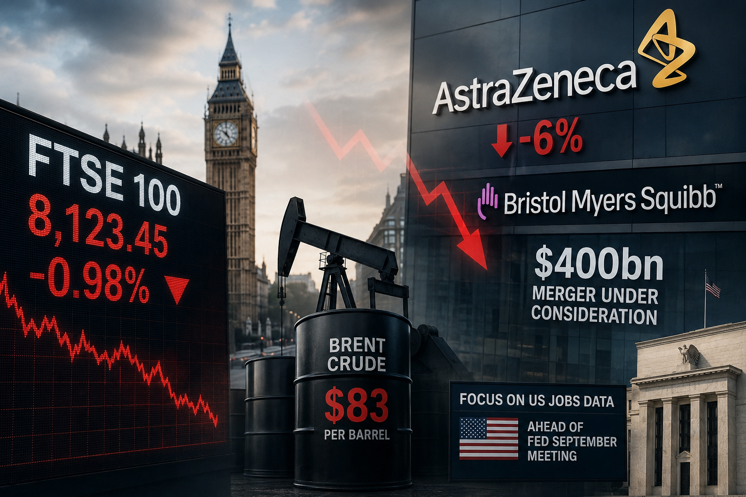 FTSE Held Back as AstraZeneca Slumps on $400bn Bristol Myers Talks