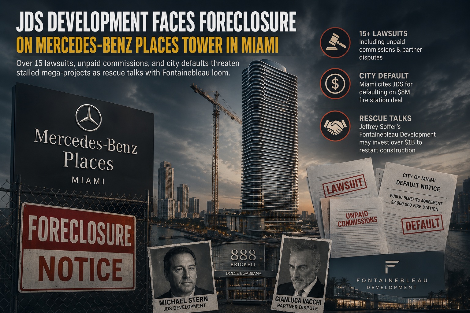 Michael Stern's Miami Projects Face Foreclosure and Lawsuits as Rescue Talks Advance