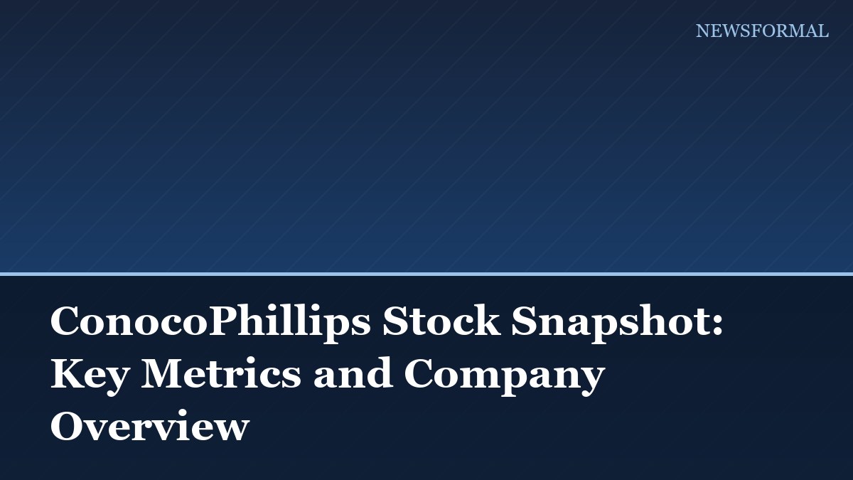 ConocoPhillips Stock Snapshot: Key Metrics and Company Overview