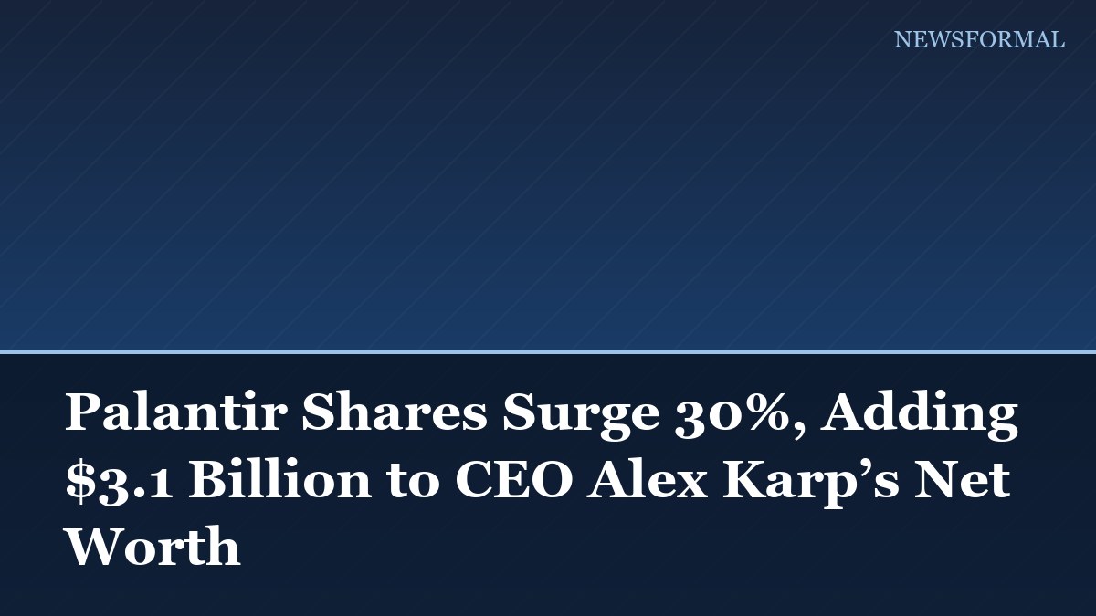 Palantir Shares Surge 30%, Adding $3.1 Billion to CEO Alex Karp’s Net Worth