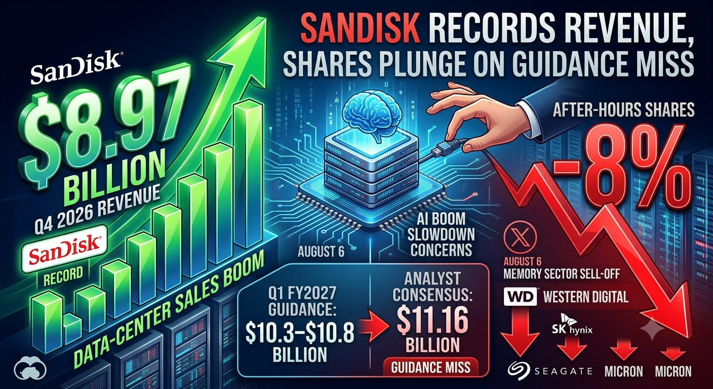 SanDisk's Guidance Miss Erases Gains, Sends Storage Chip Stocks Tumbling in After-Hours Trade