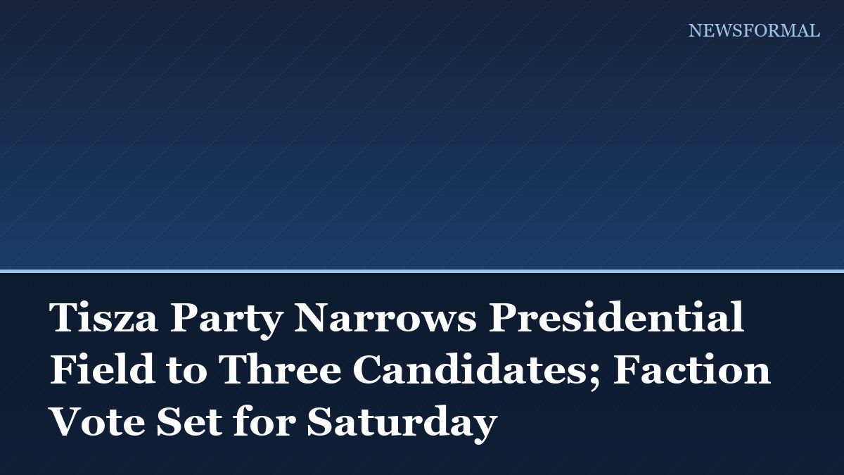 Tisza Party Narrows Presidential Field to Three Candidates; Faction Vote Set for Saturday