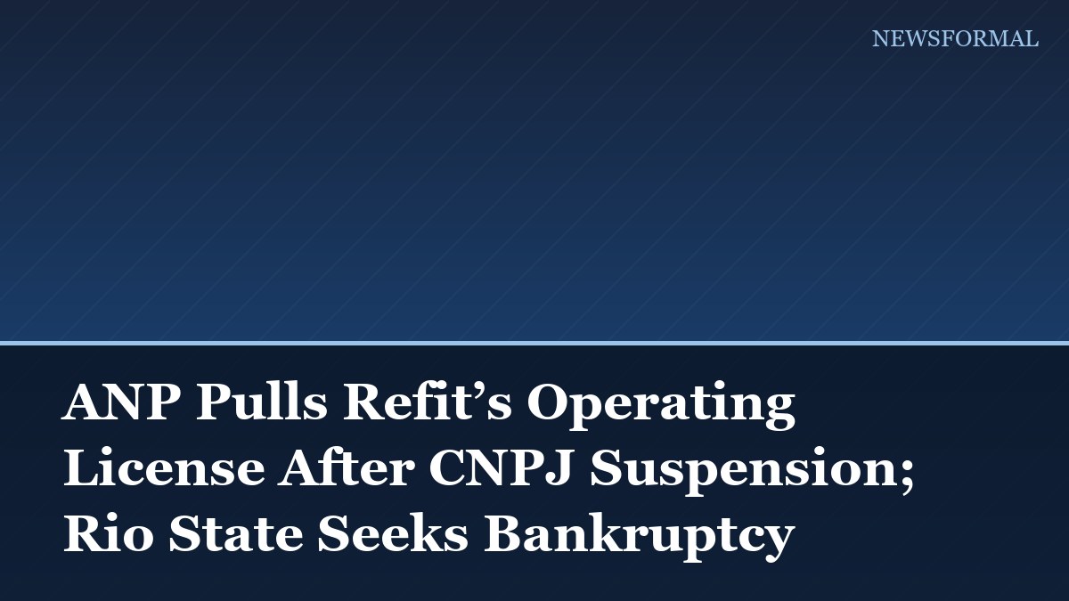 ANP Pulls Refit’s Operating License After CNPJ Suspension; Rio State Seeks Bankruptcy
