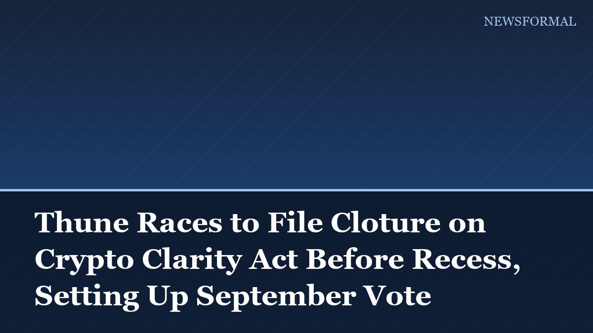 Thune Races to File Cloture on Crypto Clarity Act Before Recess, Setting Up September Vote