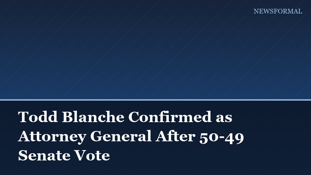 Todd Blanche Confirmed as Attorney General After 50-49 Senate Vote