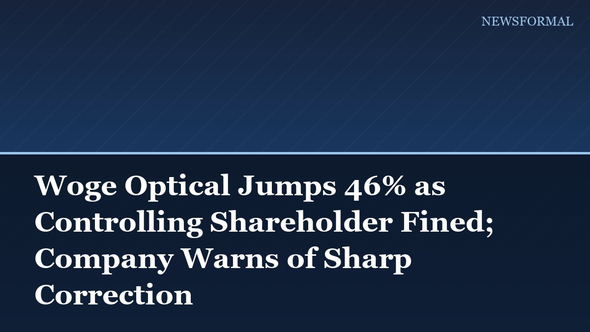 Woge Optical Jumps 46% as Controlling Shareholder Fined; Company Warns of Sharp Correction