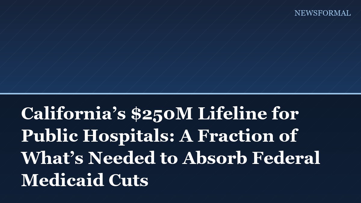 California’s $250M Lifeline for Public Hospitals: A Fraction of What’s Needed to Absorb Federal Medicaid Cuts