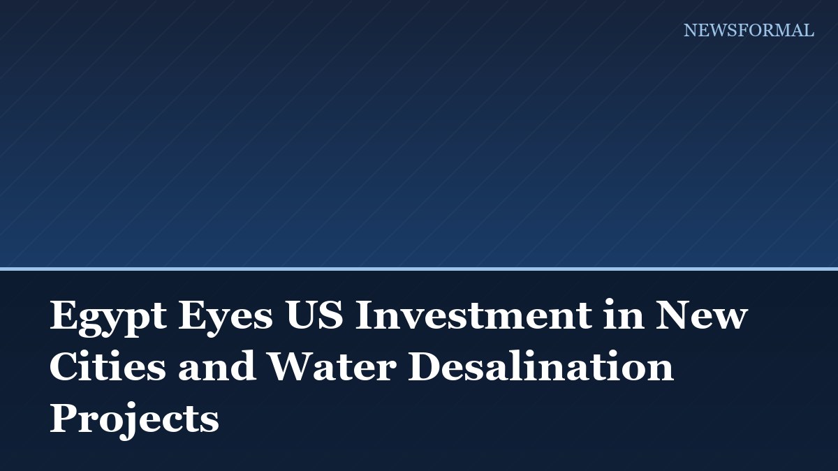 Egypt Eyes US Investment in New Cities and Water Desalination Projects
