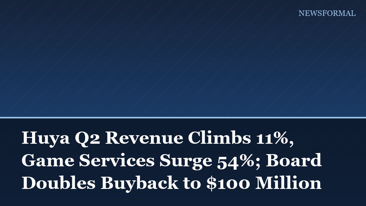 Huya Q2 Revenue Climbs 11%, Game Services Surge 54%; Board Doubles Buyback to $100 Million