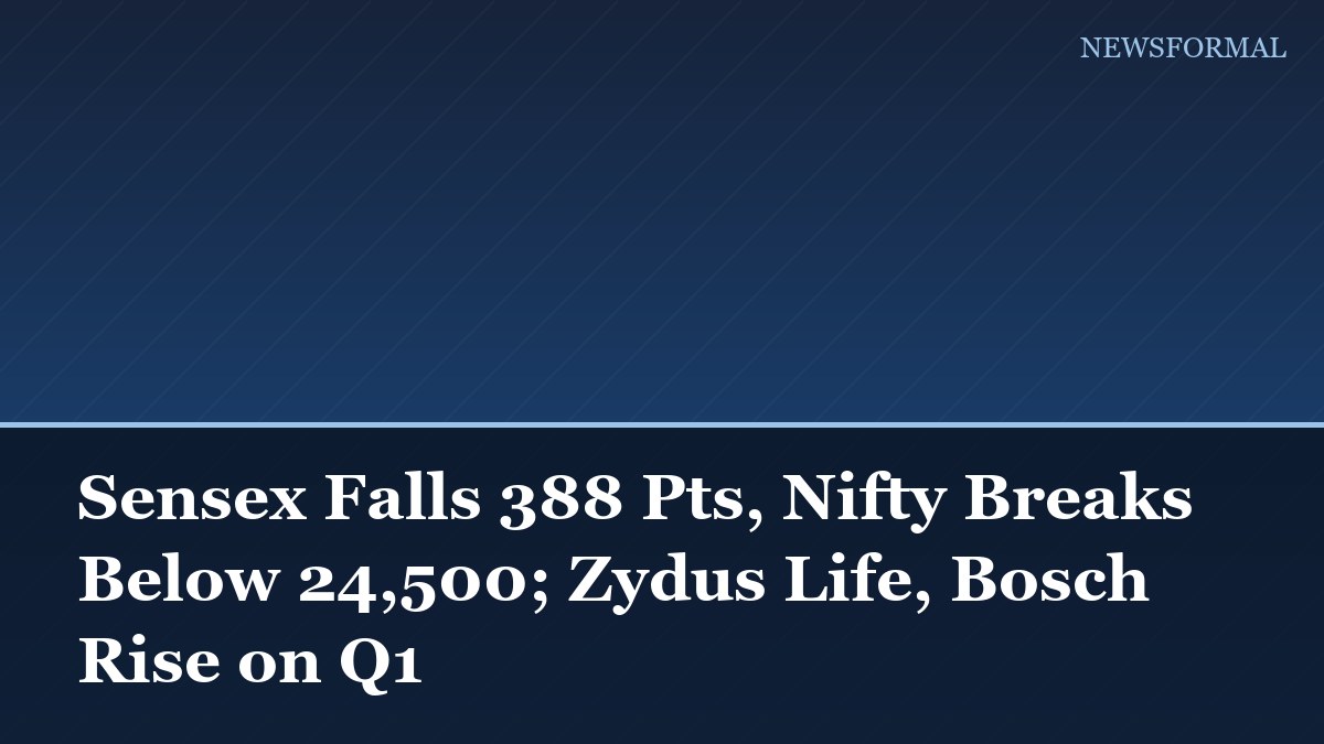 Sensex Falls 388 Pts, Nifty Breaks Below 24,500; Zydus Life, Bosch Rise on Q1
