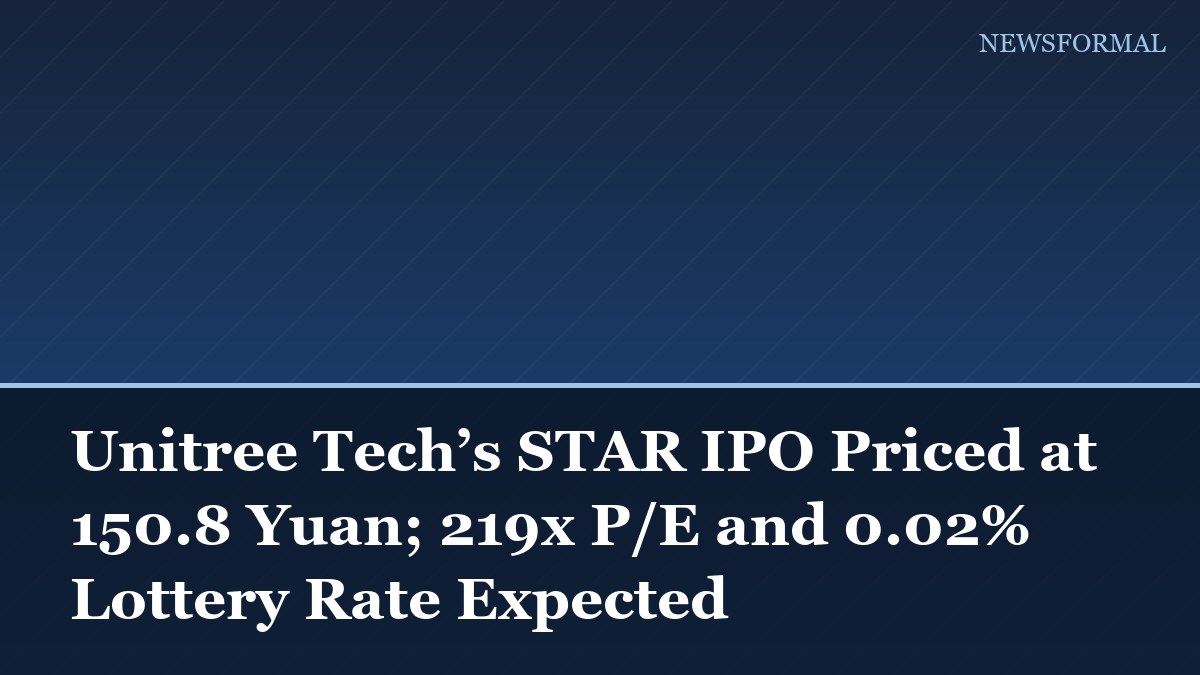 Unitree Tech’s STAR IPO Priced at 150.8 Yuan; 219x P/E and 0.02% Lottery Rate Expected