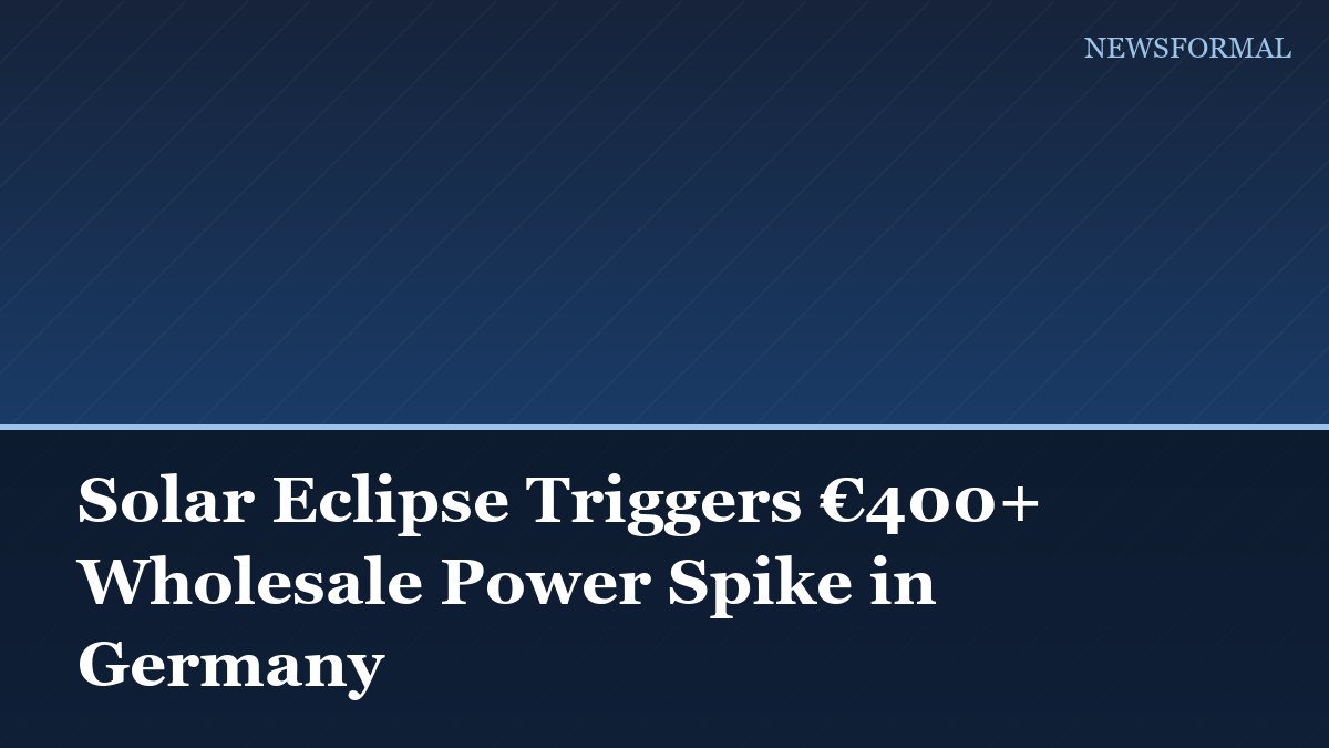 Solar Eclipse Triggers €400+ Wholesale Power Spike in Germany