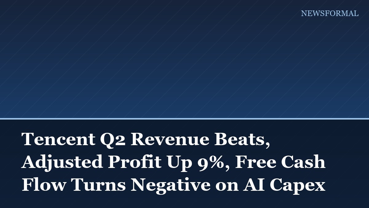 Tencent Q2 Revenue Beats, Adjusted Profit Up 9%, Free Cash Flow Turns Negative on AI Capex