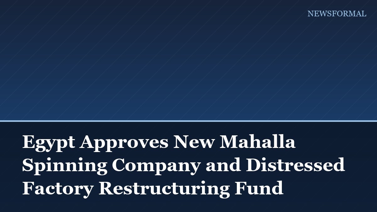 Egypt Approves New Mahalla Spinning Company and Distressed Factory Restructuring Fund