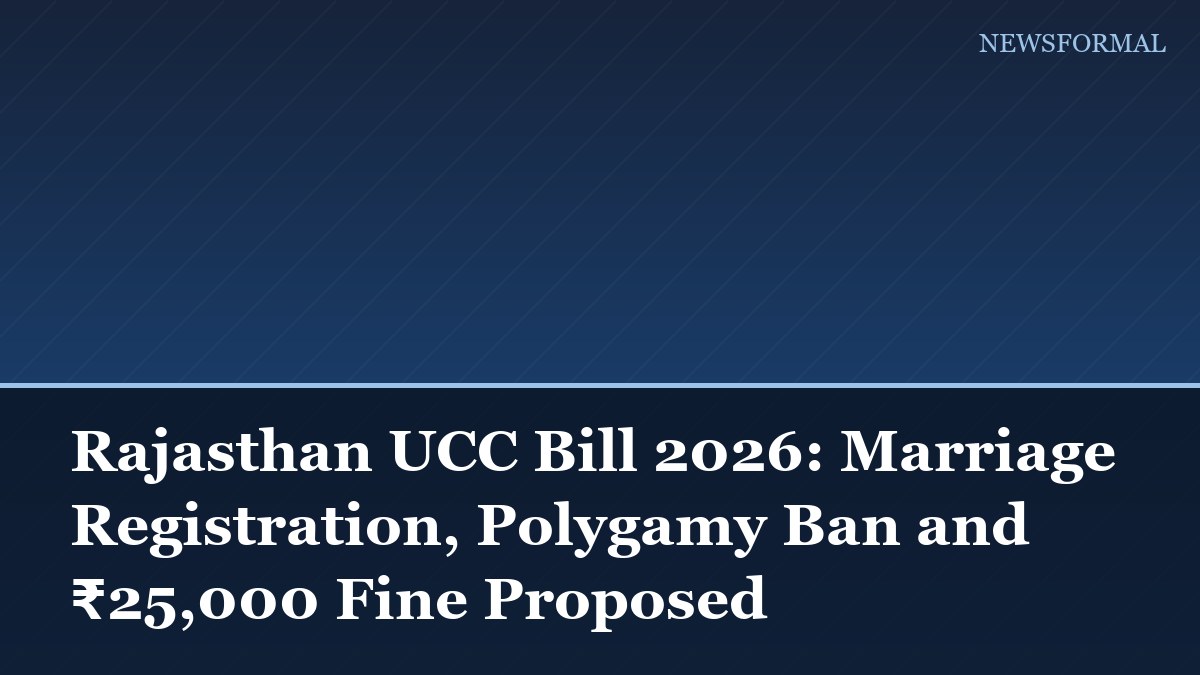 Rajasthan UCC Bill 2026: Marriage Registration, Polygamy Ban and ₹25,000 Fine Proposed