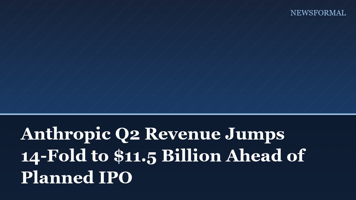 Anthropic Q2 Revenue Jumps 14-Fold to $11.5 Billion Ahead of Planned IPO