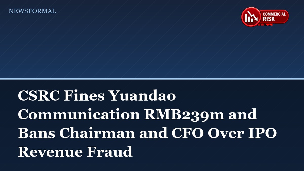CSRC Fines Yuandao Communication RMB239m and Bans Chairman and CFO Over IPO Revenue Fraud