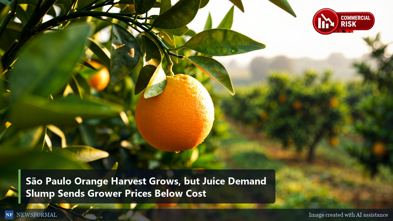 São Paulo Orange Harvest Grows, but Juice Demand Slump Sends Grower Prices Below Cost