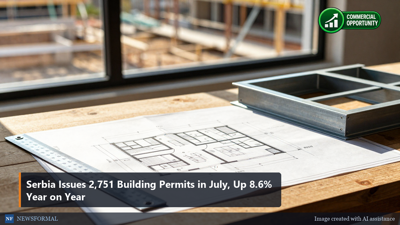 Serbia Issues 2,751 Building Permits in July, Up 8.6% Year on Year