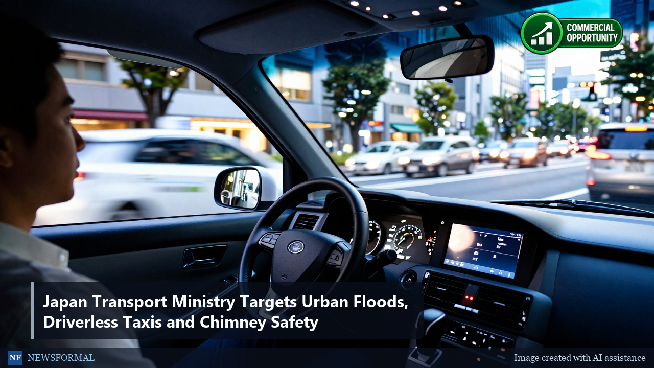 Japan Transport Ministry Targets Urban Floods, Driverless Taxis and Chimney Safety