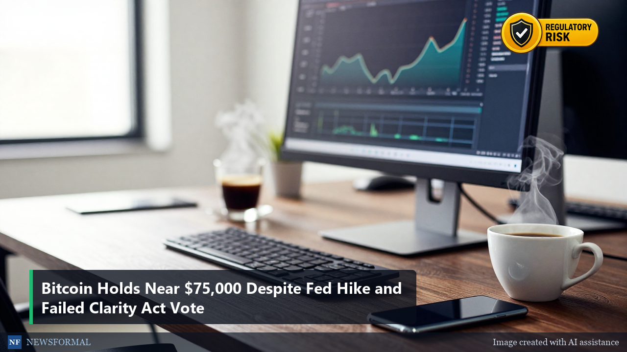 Bitcoin Holds Near $75,000 Despite Fed Hike and Failed Clarity Act Vote