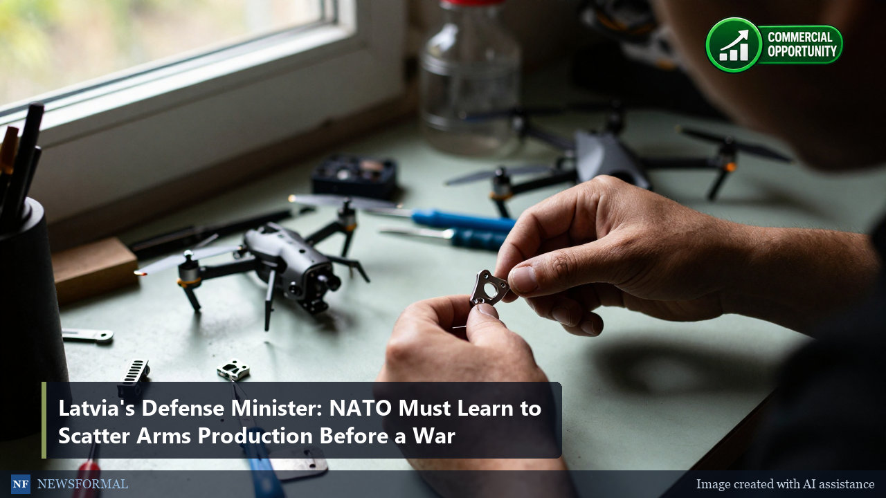 Latvia's Defense Minister: NATO Must Learn to Scatter Arms Production Before a War